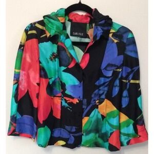 VTG Carlisle 100% SILK Ruffle Collar Blazer Size 2 Old Money "Art to Wear"
